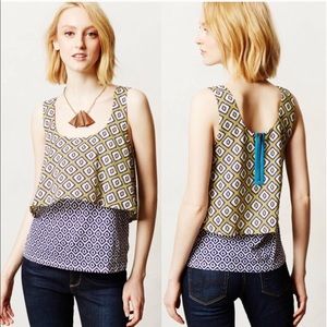 Anthropologie Meadow Rue Throughway tank top S layered southwest geo tribal